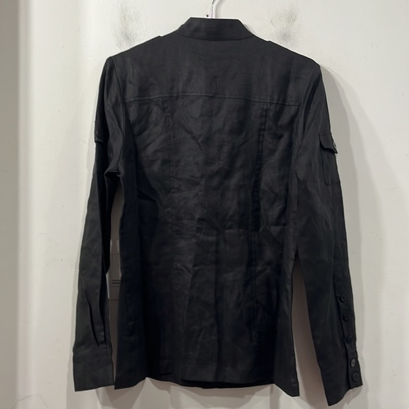 Alice Blue Linen Safari Utility Long Sleeve Buttoned Black Blouse S - Picture 6 of 11